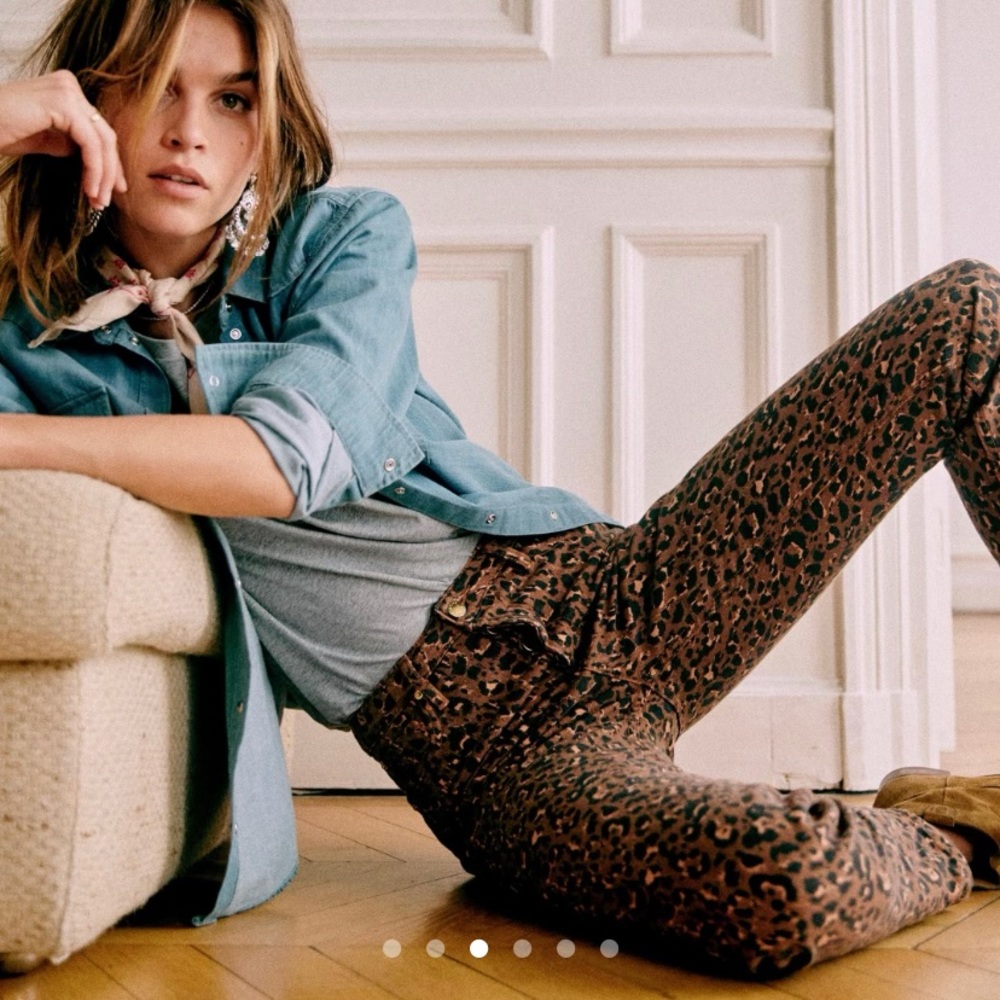 Sézane brut sexy jeans in printed leopard caramel